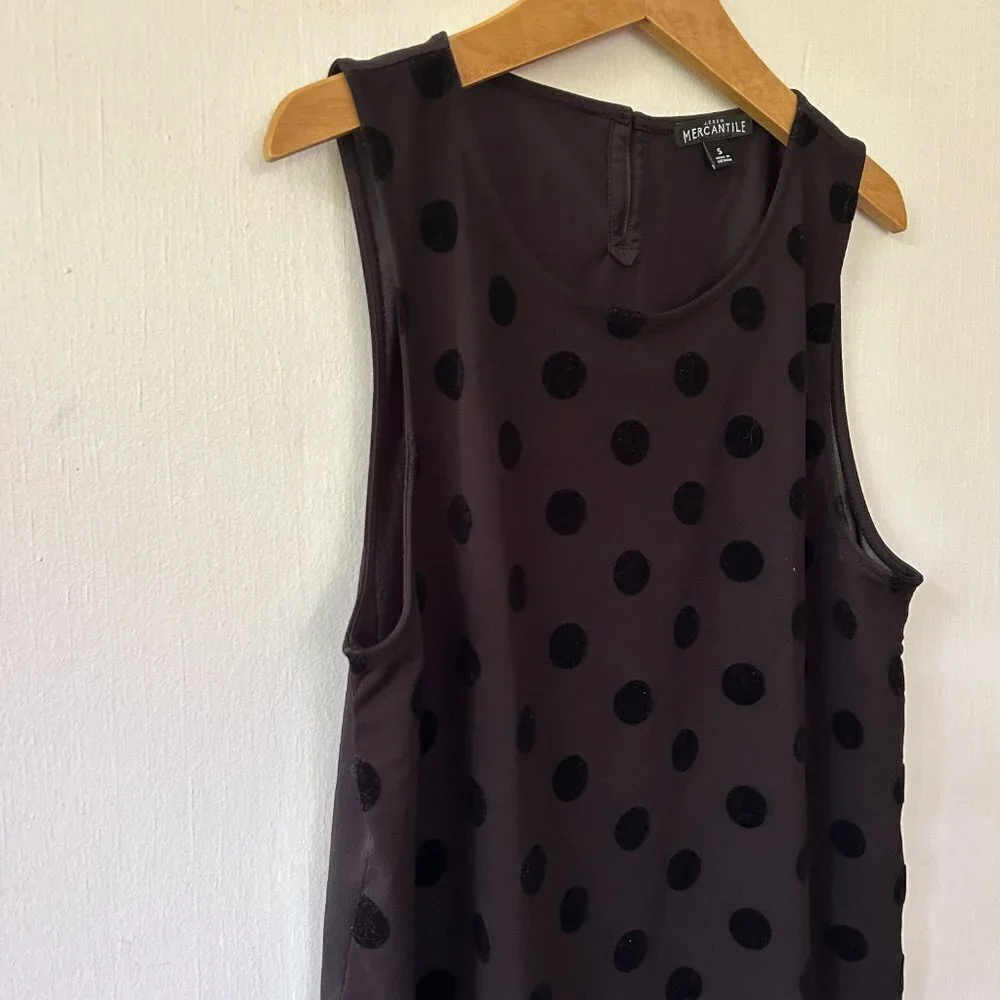 J.Crew Mercantile Sleeveless Blouse Womens‎ Small Black Polka Dot Whimsigoth